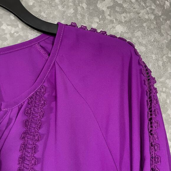Market & Spruce Women's Purple Crochet Lace Boho Blouse - Size Medium - Bold Top - Picture 2 of 7